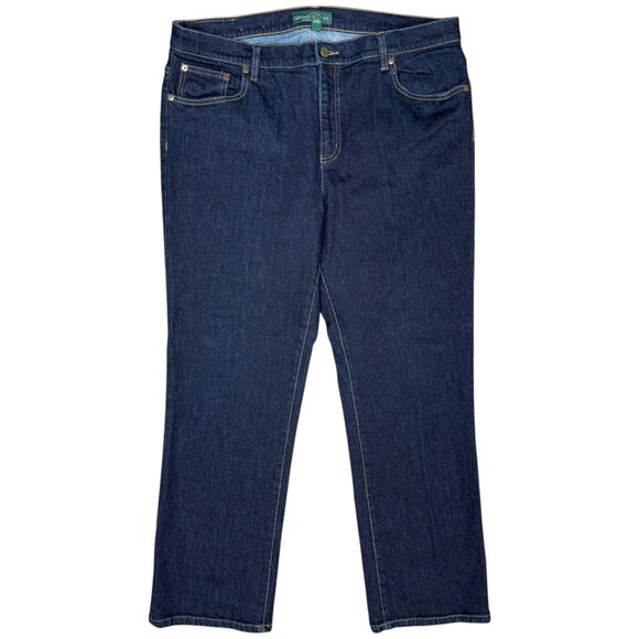 Women's‎ LRL LAUREN JEANS CO. Classic Straight Dark Jeans- Size 16 - Picture 1 of 11